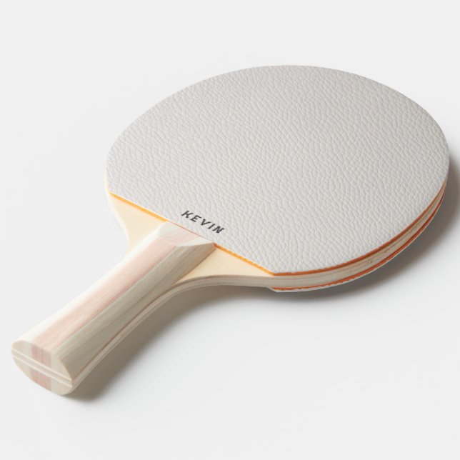 Lyxig vit falsk läder grå monogram pingisracket (Ryggvinkel)