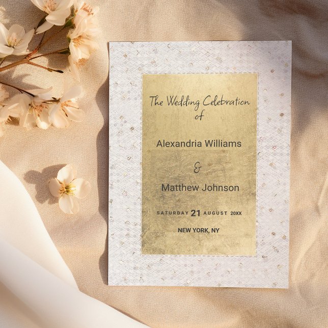 Lyxig vit guld chic paljetter Bröllopsprogram Program (Luxury white gold chic sequins Wedding Program )