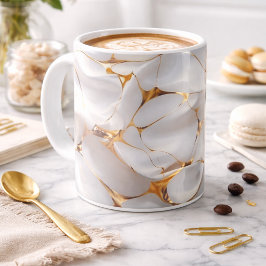 Lyxig vit & guld marmor kaffemugg – Elegant Ae