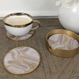 Lyxig vit & guld marmorunderlägg – Elegant estetik Underlägg