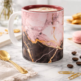 Lyxig vit & guld & svart marmorerad kaffemugg 