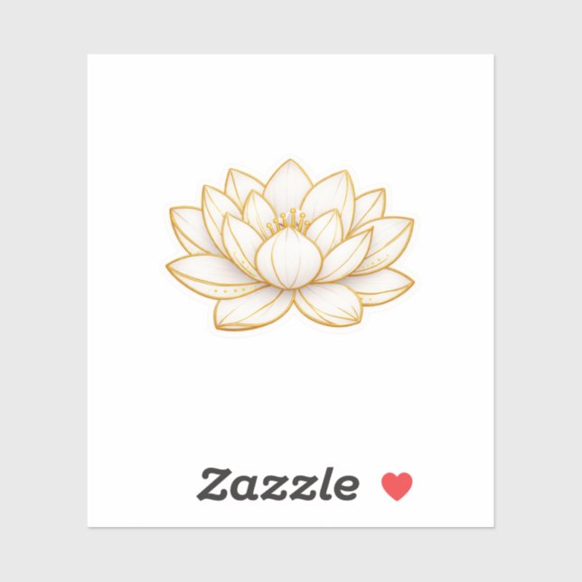 Lyxig vit lotusblomma dekal Elegant guld Zen (Ark)