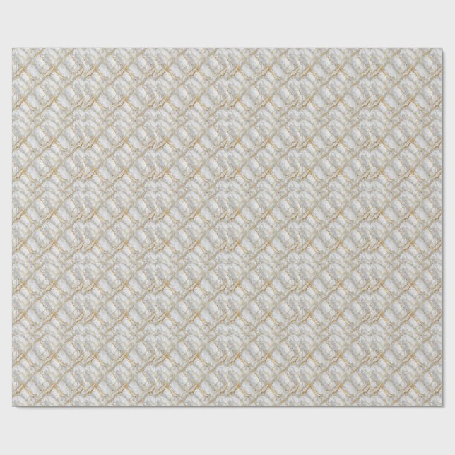 Lyxig vit marmorsten med guldådring design presentpapper (Platt)