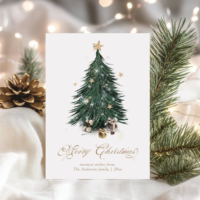 Lyxig vit och guld jul  julkort (Skapare uppladdad)