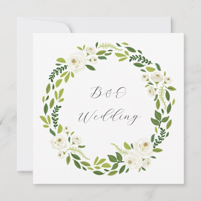 Lyxig vit rosblommig ram  inbjudningar (Framsida)