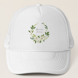 Lyxig vit rosblommig ram keps