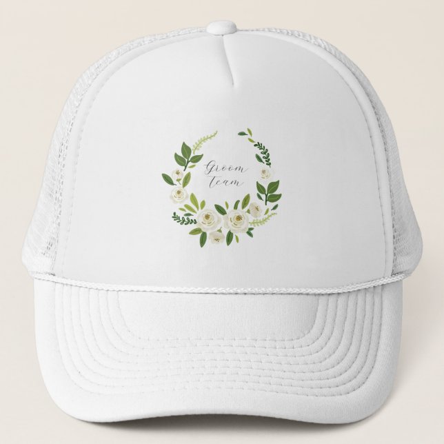 Lyxig vit rosblommig ram  keps (Framsida)