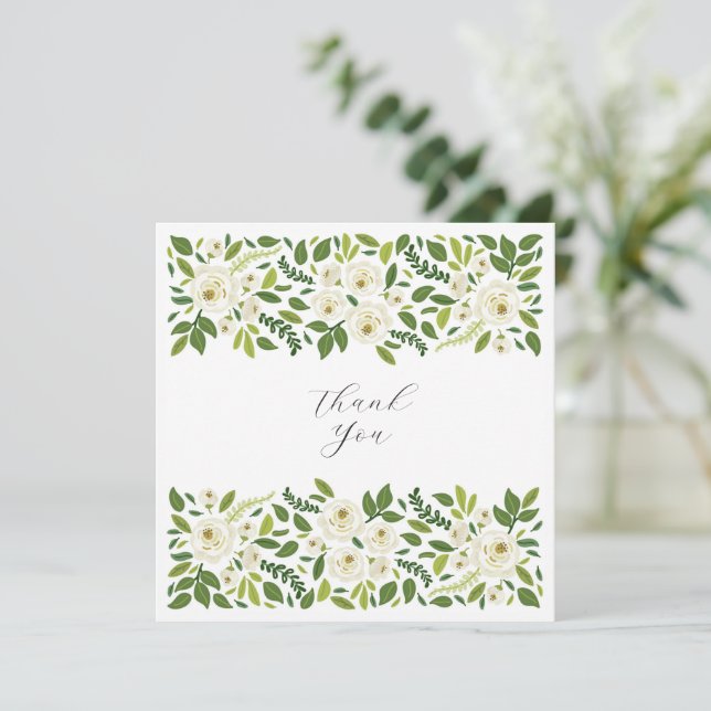 Lyxig vit rosblommig ram kort (Stående Fram)