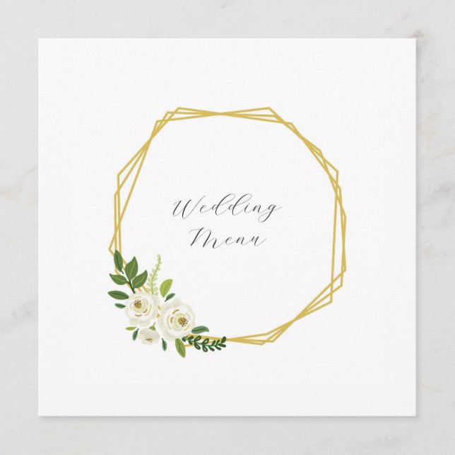 Lyxig vit rosblommig ram meny (Framsida)