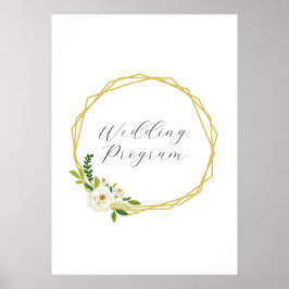Lyxig vit rosblommig ram poster