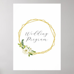 Lyxig vit rosblommig ram poster