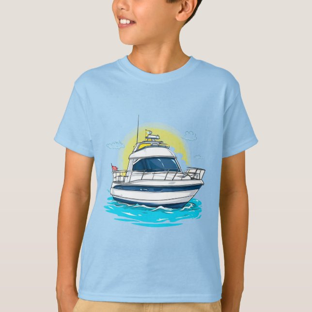 Lyxig yacht seglar under solig himmel t shirt (Framsida)