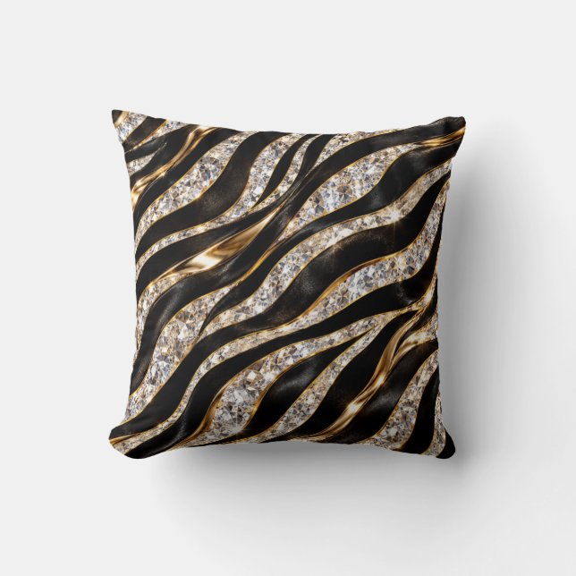 Lyxig Zebra Kristall Djurtryck Kudde (Framsida)