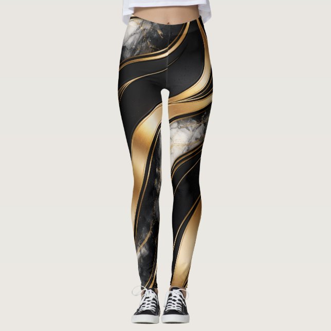 Lyxiga Abstrakt Marmor Leggings (Framsida)