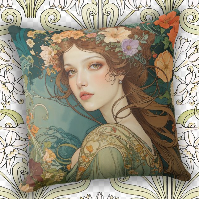 Lyxiga Art Nouveau hemaccessoarer Kudde (Skapare uppladdad)