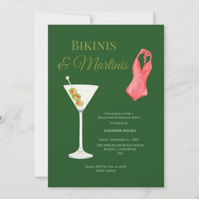 Lyxiga Bikinis & Martini möhippa Party Inbjudningar (Framsida)