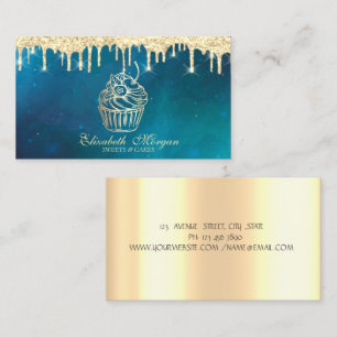 Lyxiga Chic Sweets Cupcake Falska Guld Dropar Bage Visitkort