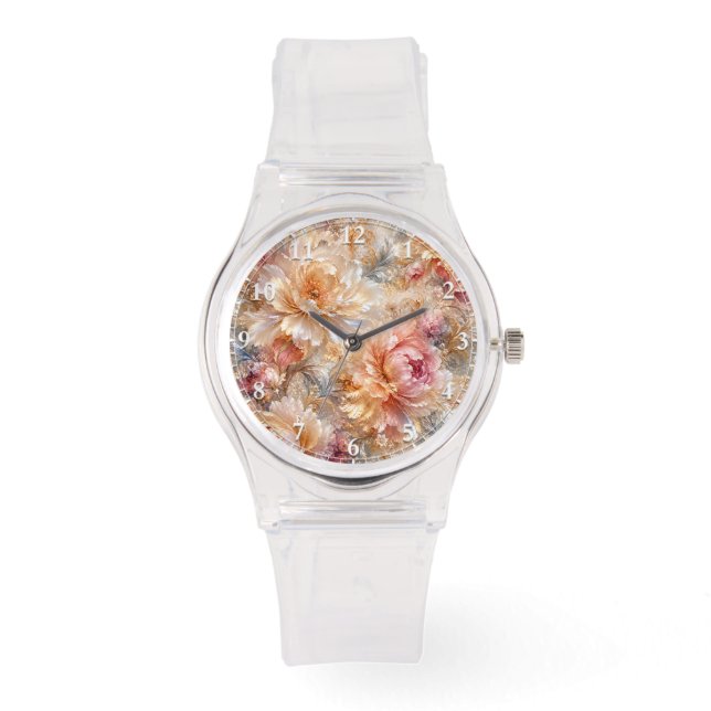 Lyxiga fantasiblommor armbandsur (Framsida)