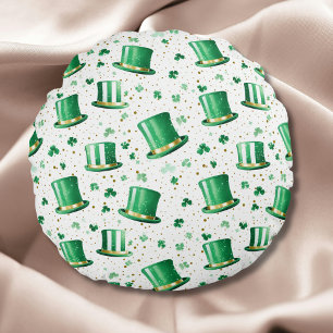 Lyxiga gröna guldluvor och Shamrocks vita Rund Kudde
