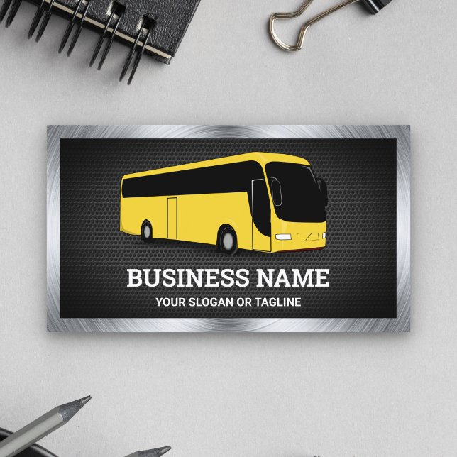 Lyxiga gula bussar sightseeing turer resebyrå visitkort (Skapare uppladdad)