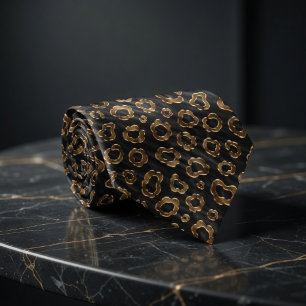Lyxiga Guld Leopardspräckligheter Slips