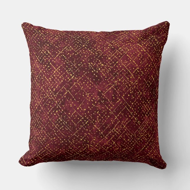 Lyxiga Guld Maroon Pixels, Elegant, Modern Kudde (Framsida)