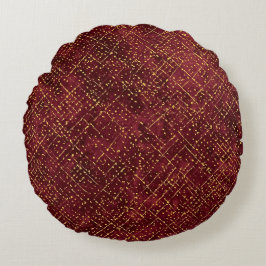 Lyxiga Guld Maroon Pixels, Elegant, Modern Rund Kudde