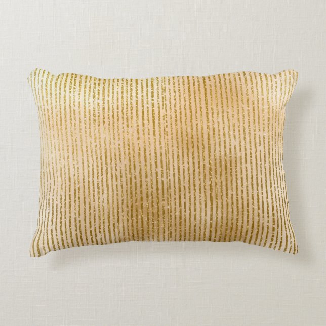 Lyxiga Guld Ränder, Modern, Elegant  Prydnadskudde (Framsidan)