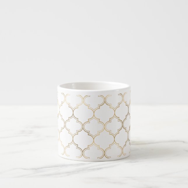 Lyxiga gyllene islamiska geometriska mönstermotiv espressomugg (Framsidan)
