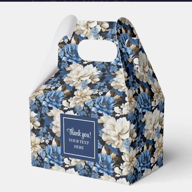 Lyxiga Marinblommor Anpassad Namn Blommig Favoritl Presentaskar (Luxury Navy Flowers Custom Name Floral Favor Box)