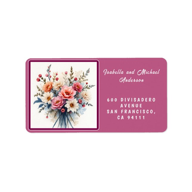 Lyxiga Moderna Vildblommor Vacker Samling Adressetikett (Framsidan)
