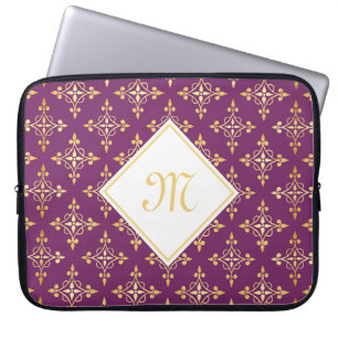 Lyxiga Monogramlilor och guld- Quatre blommigt Laptop Fodral