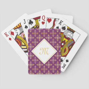 Lyxiga Monogramlilor och guld- Quatre blommigt Spel Kort
