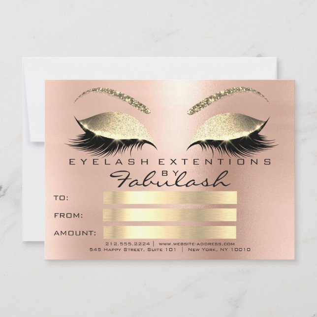 Lyxiga ögonfransar Rosa Guld Makeup Certifikat Gåv (Framsida)