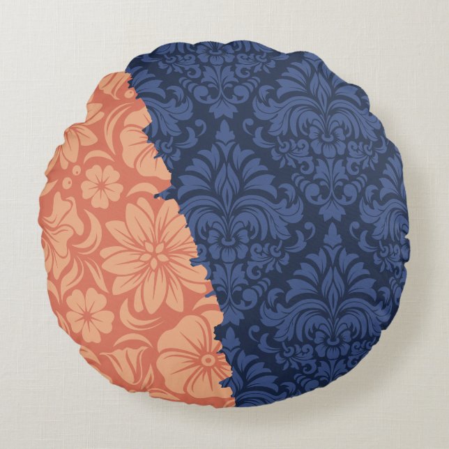 Lyxiga Ornamentala Element Rund Kudde (Framsidan)