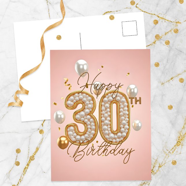Lyxiga pärlor och guldförgyllningar 30-årsfirande vykort (Skapare uppladdad)