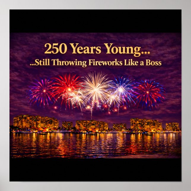 Lyxiga Patriotiska Eldshow över Vatten Tryck (Framsidan)