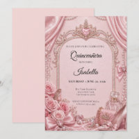 Lyxiga Rhinestones Rosa Quinceañera