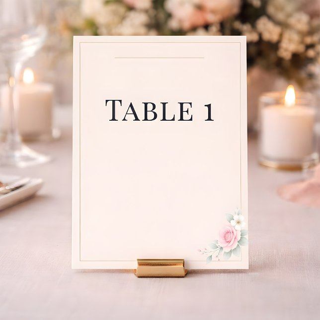 Lyxiga Rosa Bordskort för Bröllop (Table Number Card)