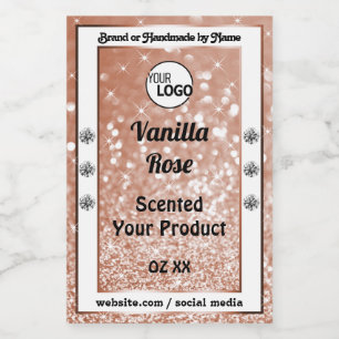 Lyxiga Rosa Guld Glitter Stjärnor Produktetiketter Mat Etikett