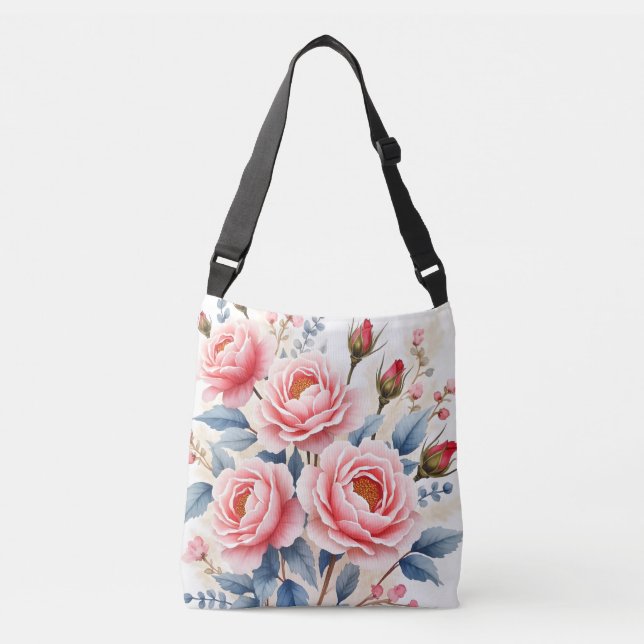 Lyxiga Rosa Rosor Vacker Modern Samling Axelväska (Framsida)