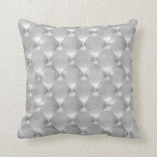 Lyxiga silvergrått Tufted rik Glam för läder Kudde
