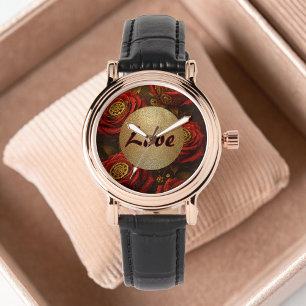 Lyxiga Steampunkrosor Romantiska Guldväxlar Armbandsur
