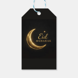 Lyxiga svarta & guldiga Eid Mubarak-klistermärken Presentetikett