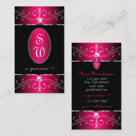 Lyxiga svarta och rosa utsmyckade ornament initial visitkort