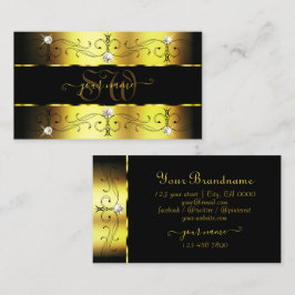 Lyxiga Svarta Ornamentala Ramar Juveler Monogram Visitkort