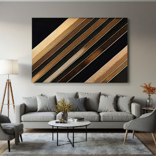 Lyxiga Texturerade Guld och Svarta Diagonala Rände Poster