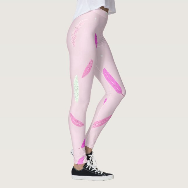 Lyxiga Trendiga Fjädrar Boho Kollektion Leggings (Höger)