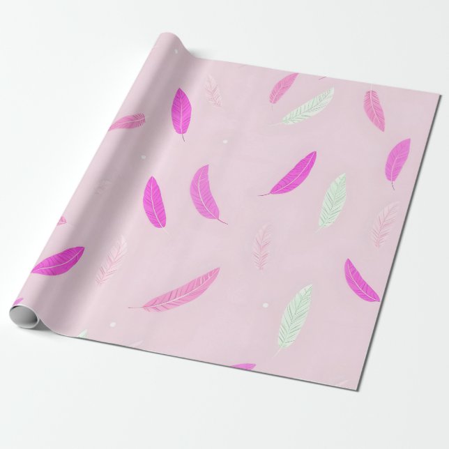 Lyxiga Trendiga Fjädrar Boho Kollektion Presentpapper (Utrullad)