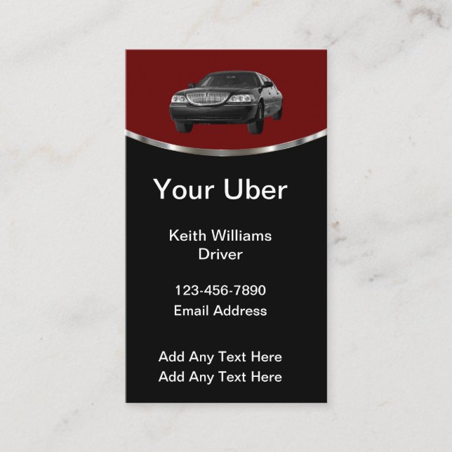 Lyxiga Uber-förare Affärskort Visitkort (Framsida)